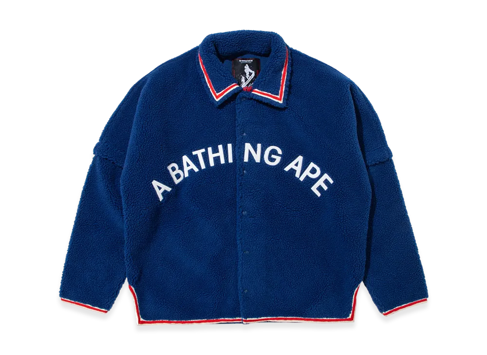A BATHING APE x KAZUKI KURAISHI Sherpa Detachable Coach Jacket "Navy"