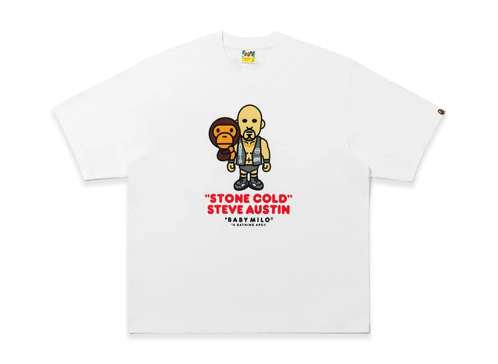 A BATHING APE x WWE Stone Cold Steve Austin Baby Milo Relaxed Fit Tee "White"