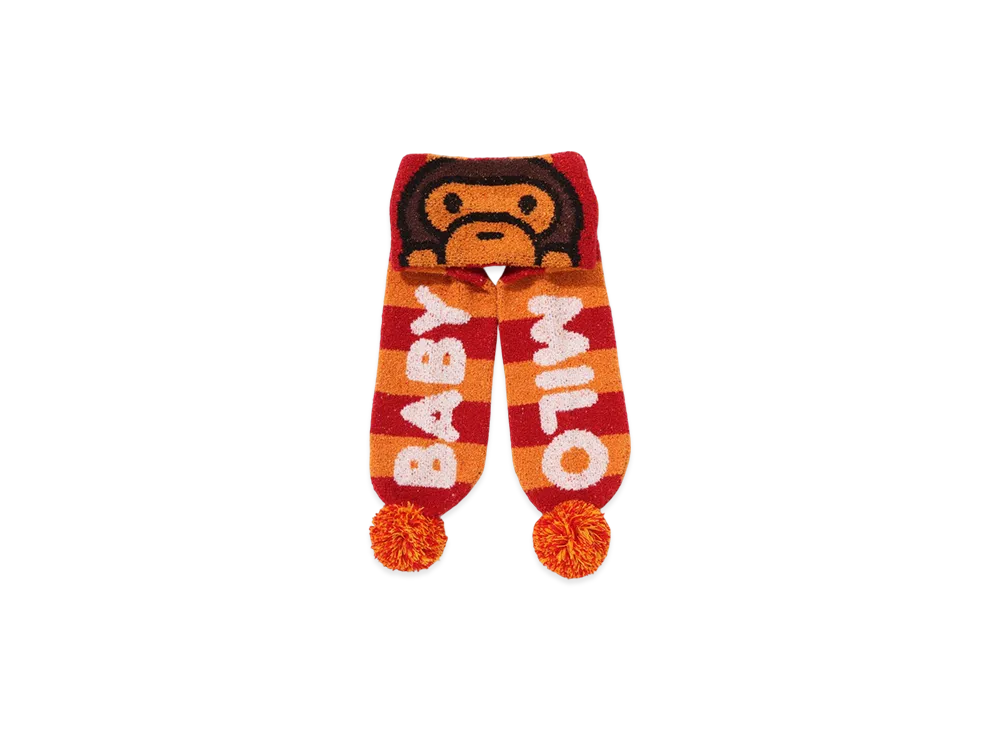 A BATHING APE Baby Milo Stripe Knit Scarf Kid's "Orange"
