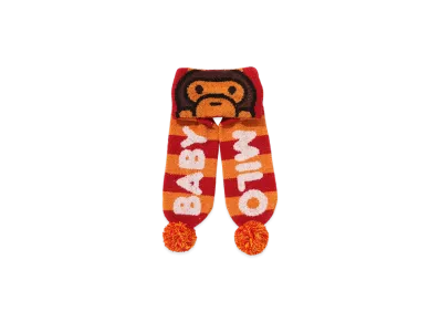 A BATHING APE Baby Milo Stripe Knit Scarf Kid's "Orange"