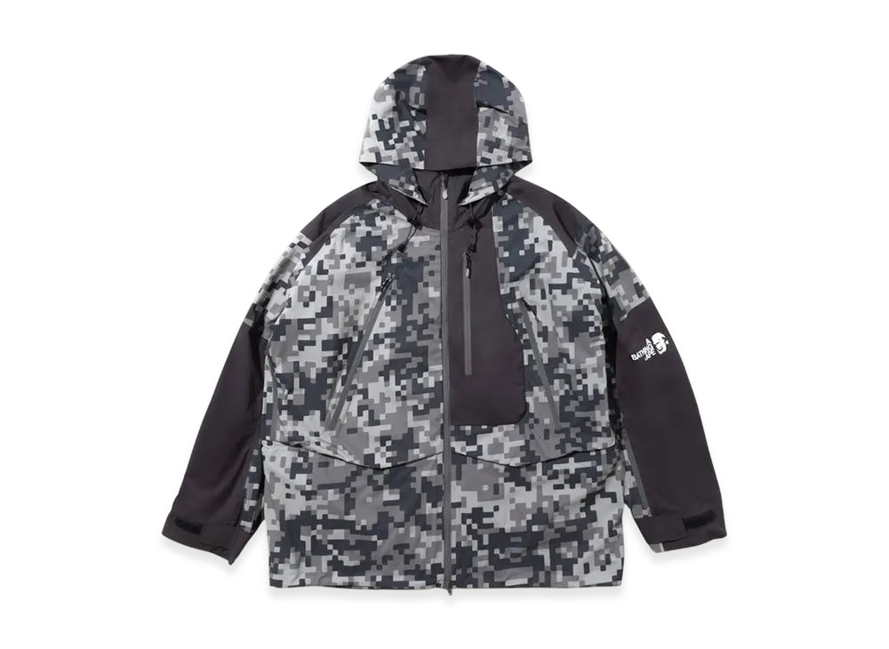 A BATHING APE x KAZUKI KURAISHI UAP Camo Snowboard 3-Layer Jacket "Charcoal"