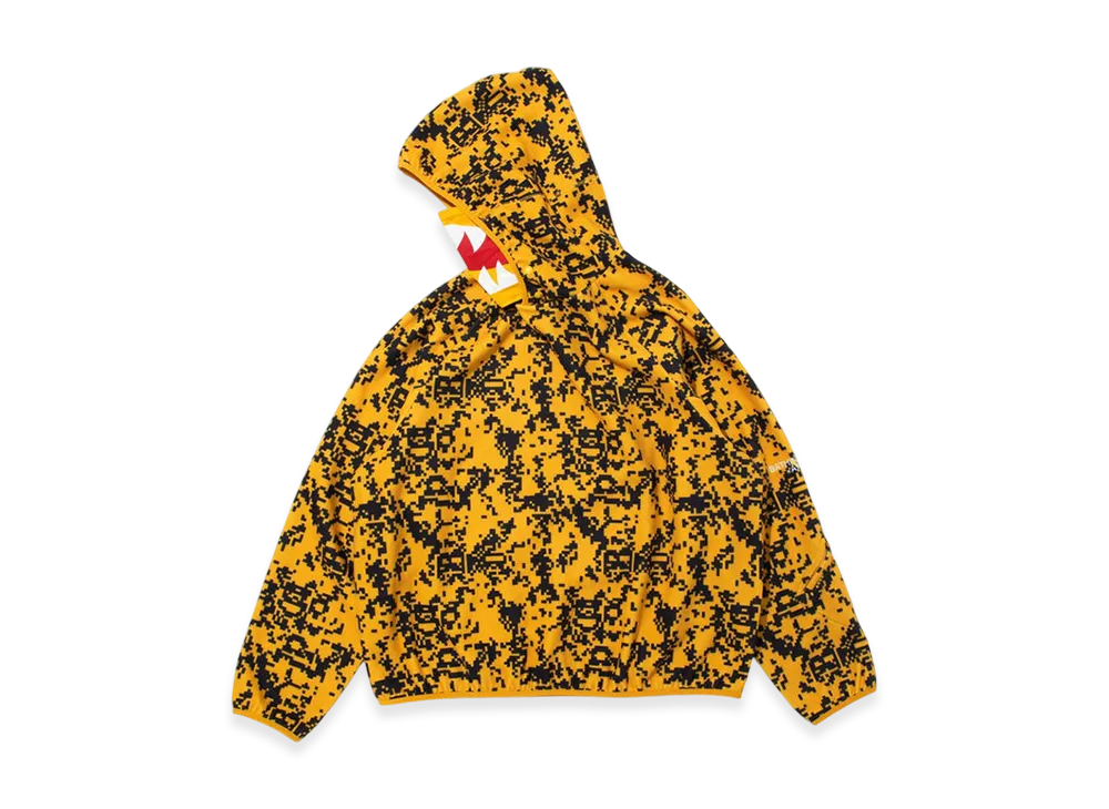 A BATHING APE x KAZUKI KURAISHI Digital Camo Mod Shark Hoodie "Yellow"