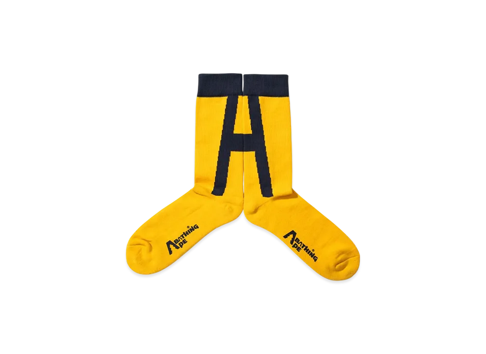 A BATHING APE x KAZUKI "A" Logo Socks "Yellow"