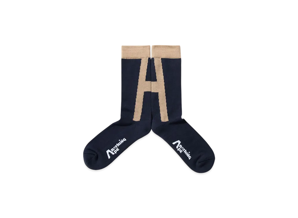 A BATHING APE x KAZUKI "A" Logo Socks "Charcoal"