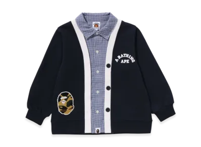 A BATHING APE 1st Camo Ape Head Shirt Layered Cardigan "Navy"