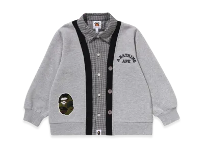 A BATHING APE 1st Camo Ape Head Shirt Layered Cardigan "Gray"