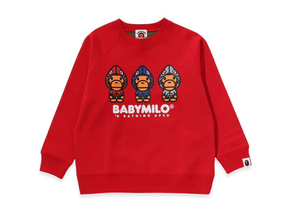 A BATHING APE 1st Camo Milo Shark FZH Crewneck Sweatshirt "Red"