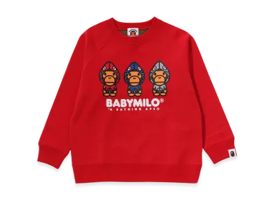 A BATHING APE 1st Camo Milo Shark FZH Crewneck Sweatshirt "Red"