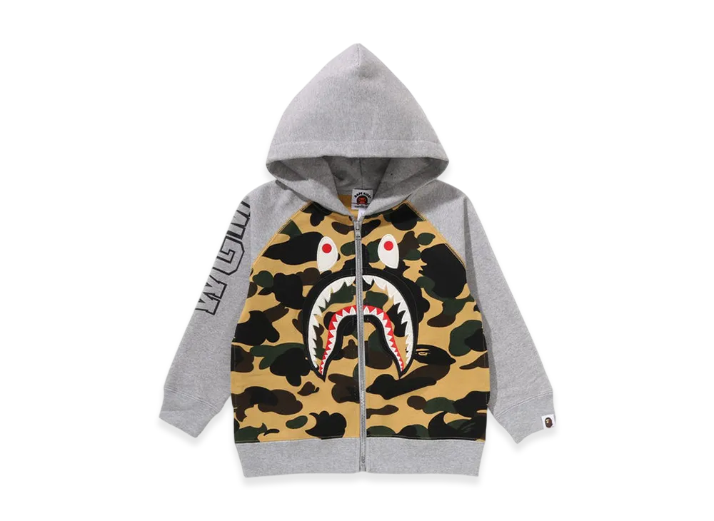 A BATHING APE 1st Camo Shark Patch Zip Hoodie "Yellow"