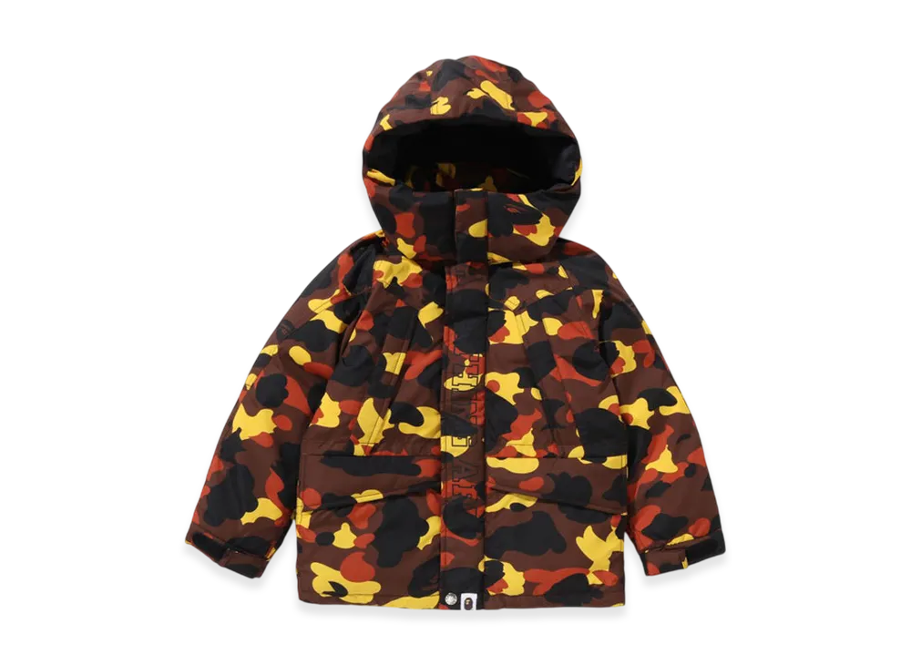 A BATHING APE 1st Camo Snowboard Down Jacket Kids "Orange"