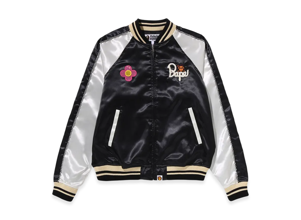 A BATHING APE Crystal Stone Baby Lisa Souvenir Jacket "Black"