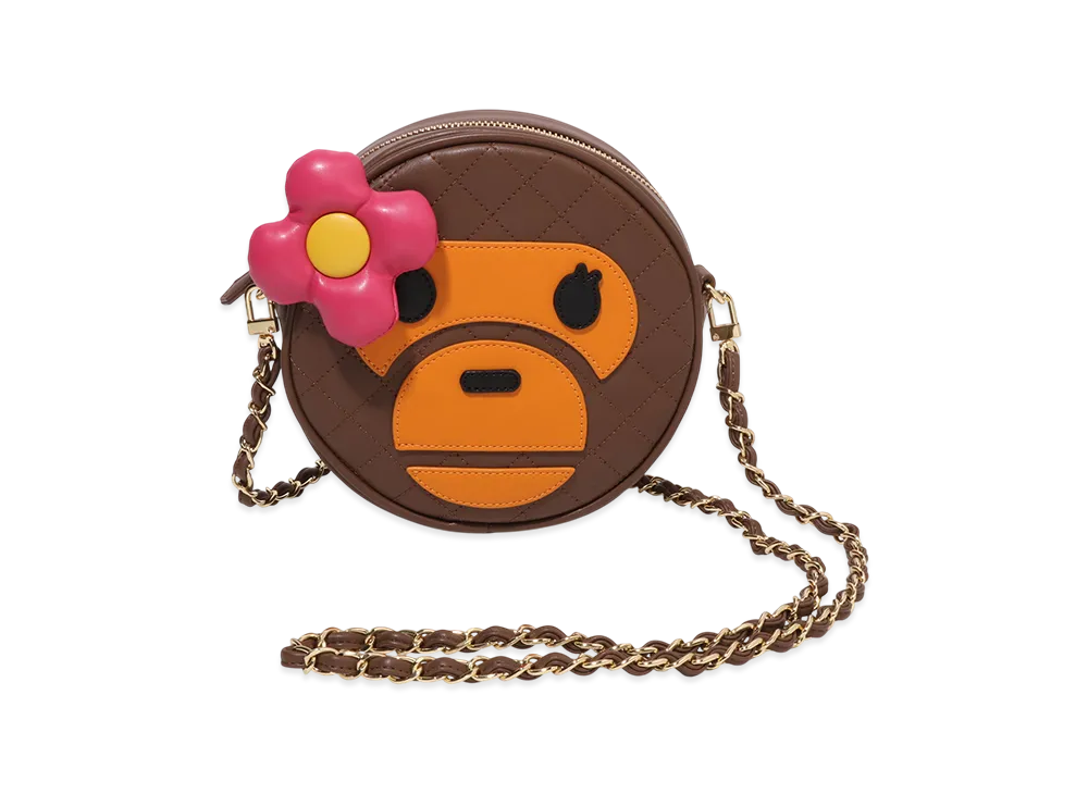 A BATHING APE Baby Lisa Quilting Shoulder Bag "Brown"