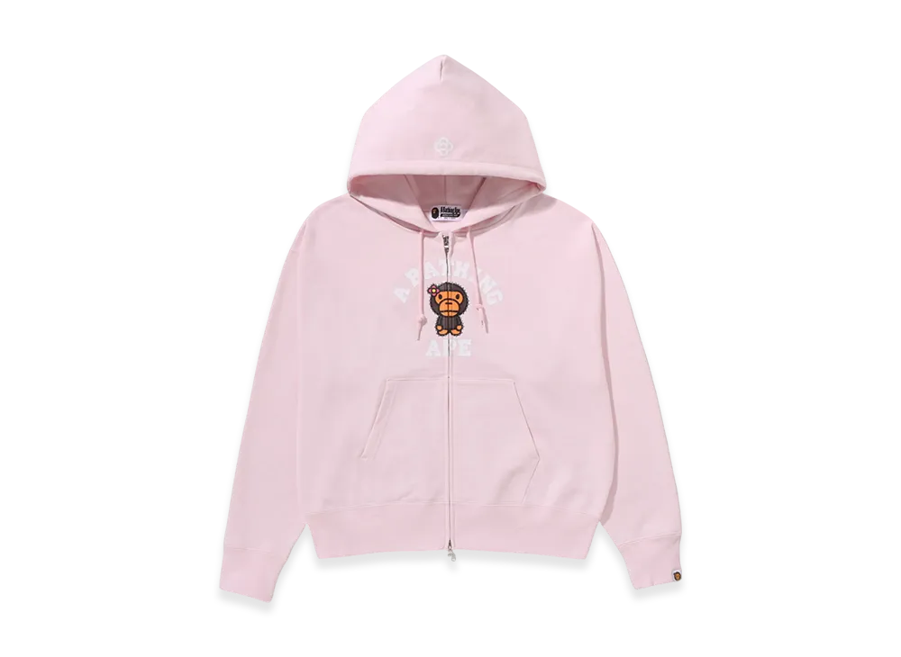 A BATHING APE Cystal Stone College Baby Lisa Oversized Zip Hoodie "Pink"