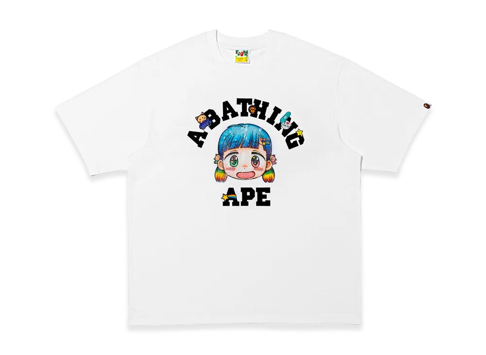 A BATHING APE College Relaxed Fit Tee "White"