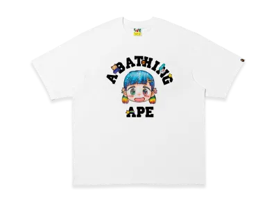 A BATHING APE College Relaxed Fit Tee "White"