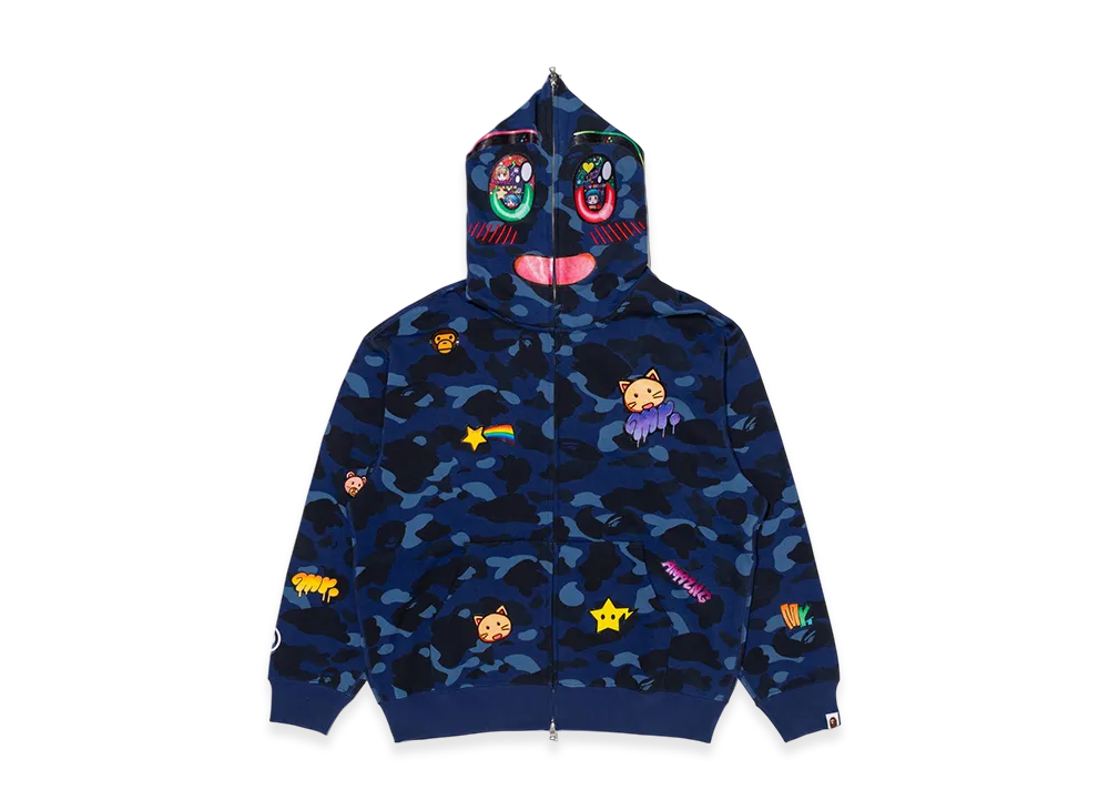 A BATHING APE Color Camo Relaxed Fit Full Zip Hoodie "Navy"