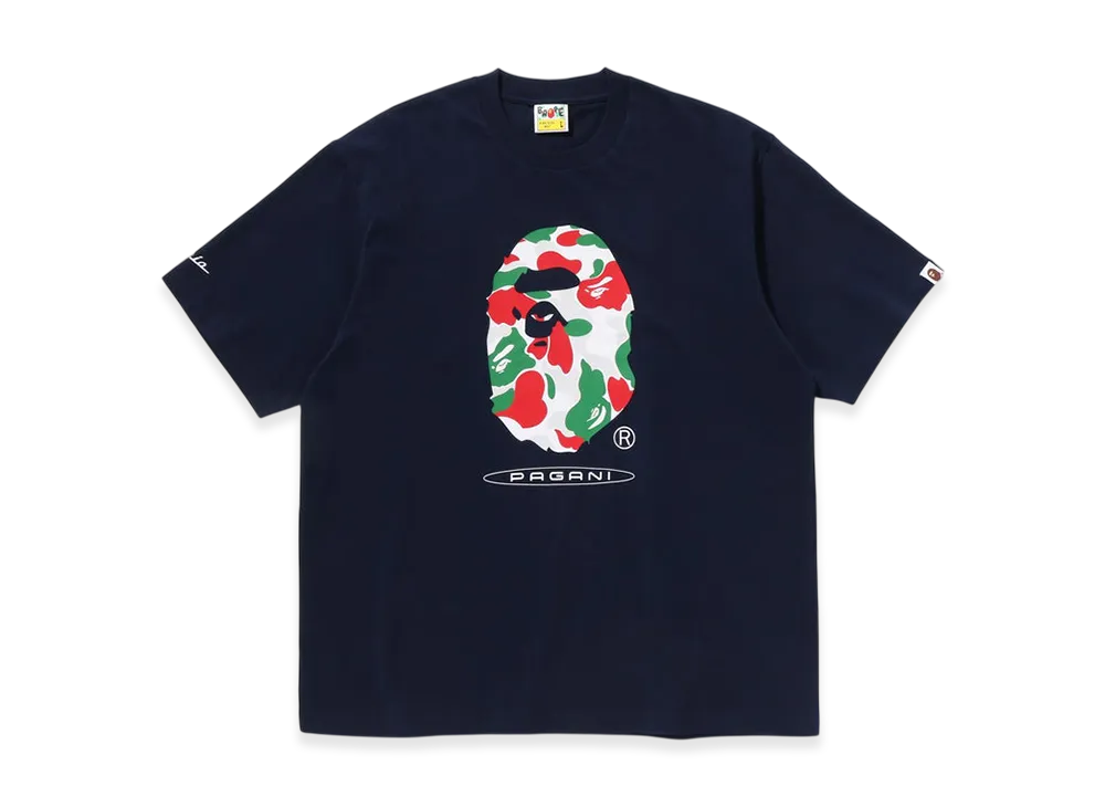 A BATHING APE x PAGANI Camo Ape Head Relaxed Fit Tee "Navy"