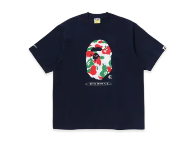 A BATHING APE x PAGANI Camo Ape Head Relaxed Fit Tee "Navy"