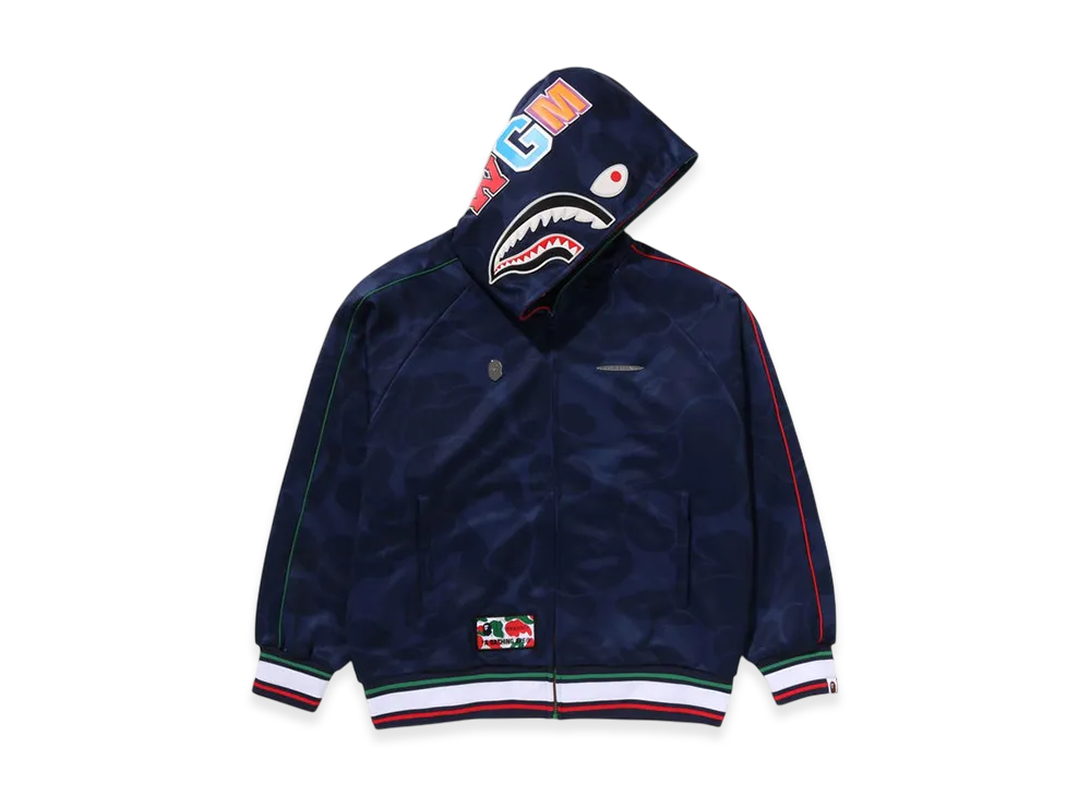 A BATHING APE x PAGANI Solid Camo Relaxed Fit Shark Full Zip Hoodie "Navy"
