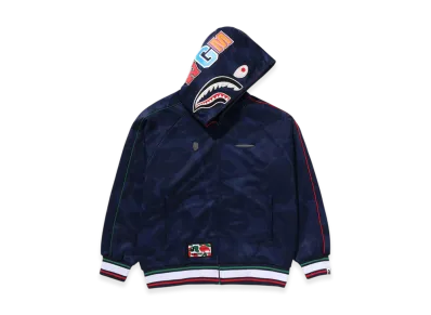 A BATHING APE x PAGANI Solid Camo Relaxed Fit Shark Full Zip Hoodie "Navy"