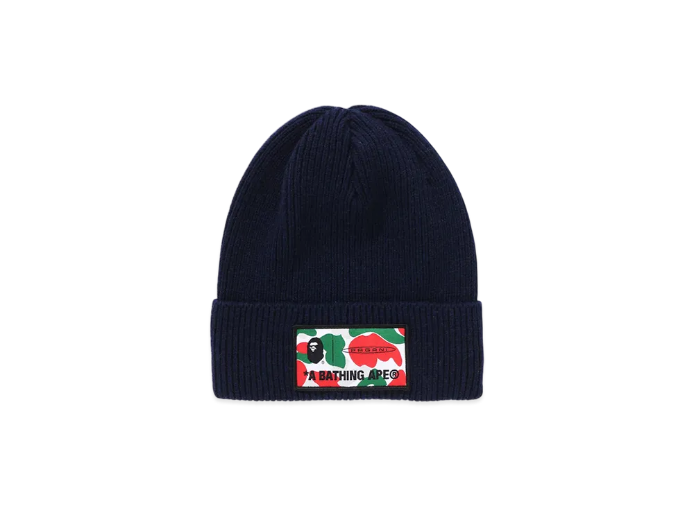 A BATHING APE x PAGANI Logo Beanie "Navy"