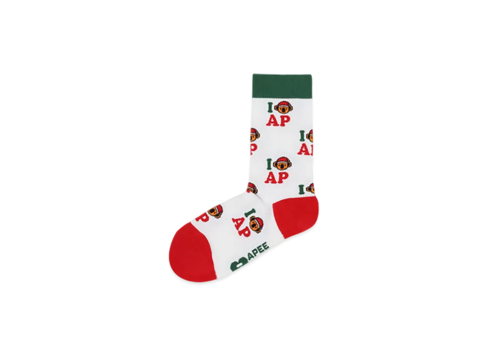 A BATHING APE APEE Jacquard Graphic Socks #10 "White"
