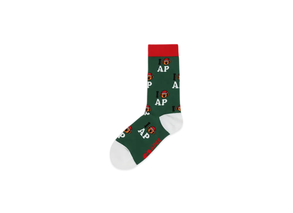A BATHING APE APEE Jacquard Graphic Socks #10 "Green"