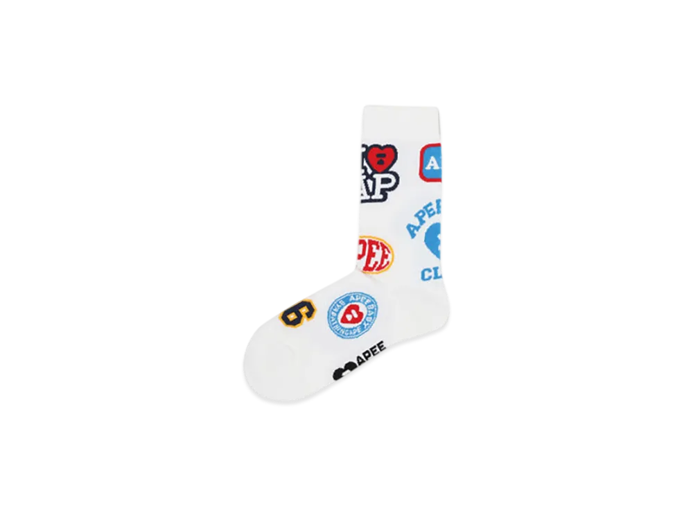 A BATHING APE APEE Jacquard Graphic Socks #7 "White"
