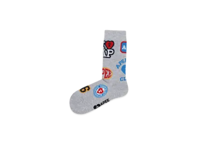 A BATHING APE APEE Jacquard Graphic Socks #7 "Gray"