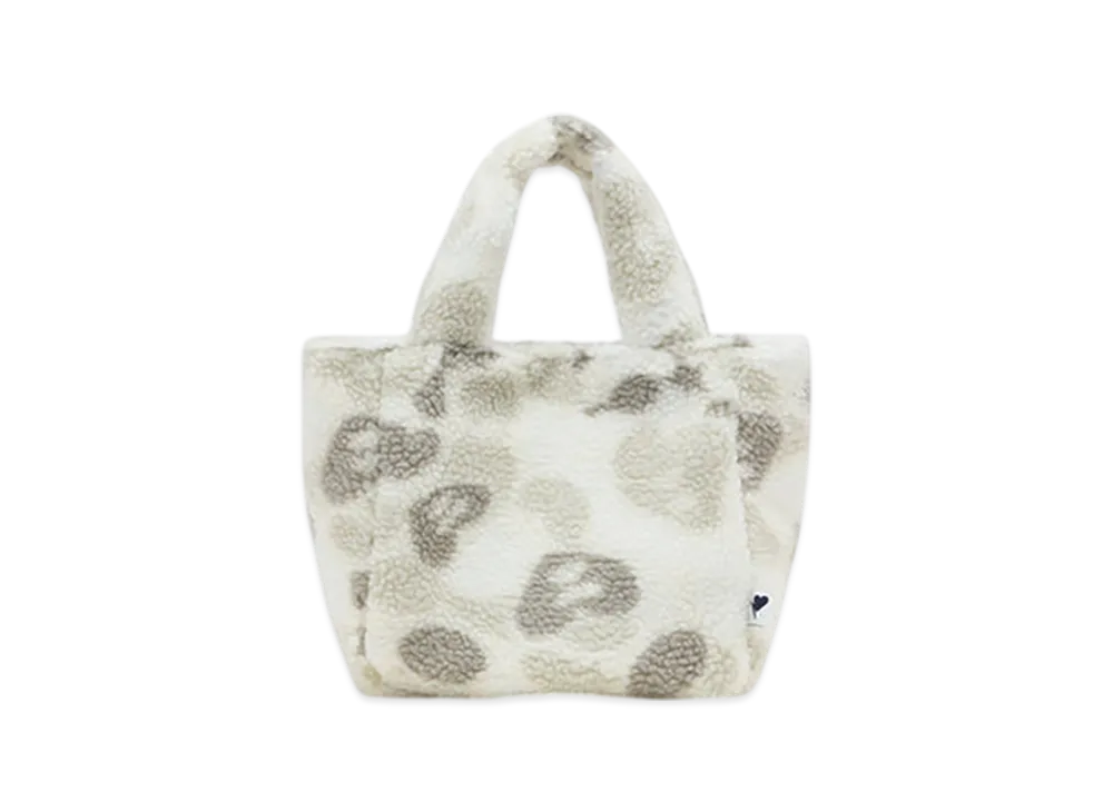 A BATHING APE APEE Camo Sherpa Mini Tote Bag "Ivory"