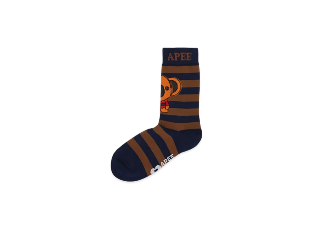 A BATHING APE APEE Baby Core Jacquard Stripe Socks "Navy"