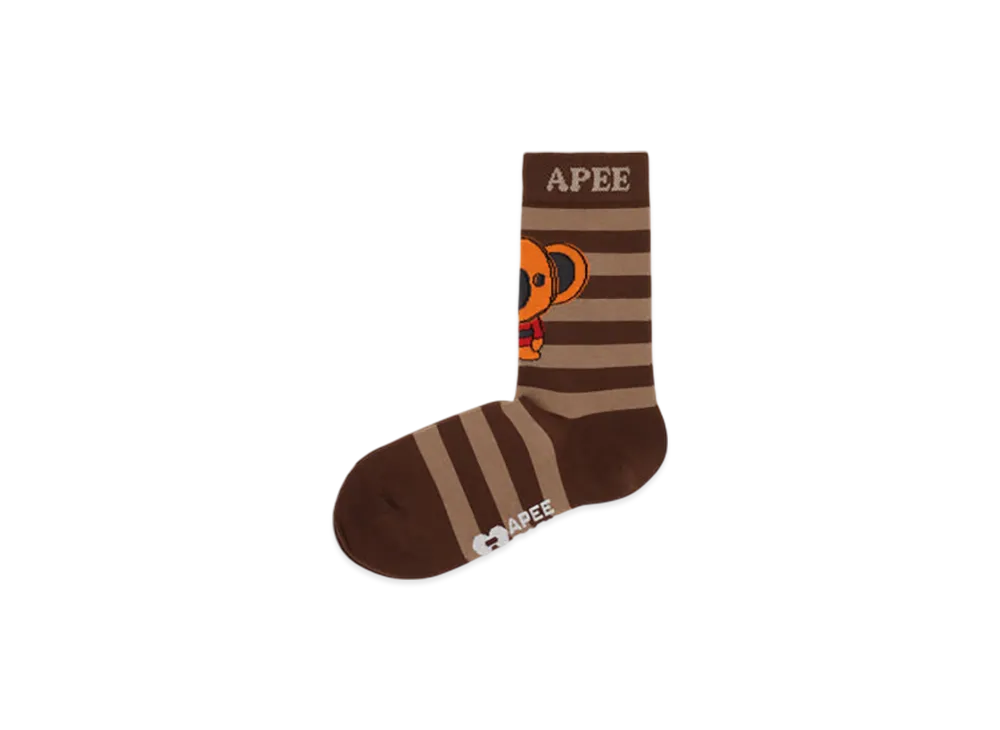 A BATHING APE APEE Baby Core Jacquard Stripe Socks "Brown"