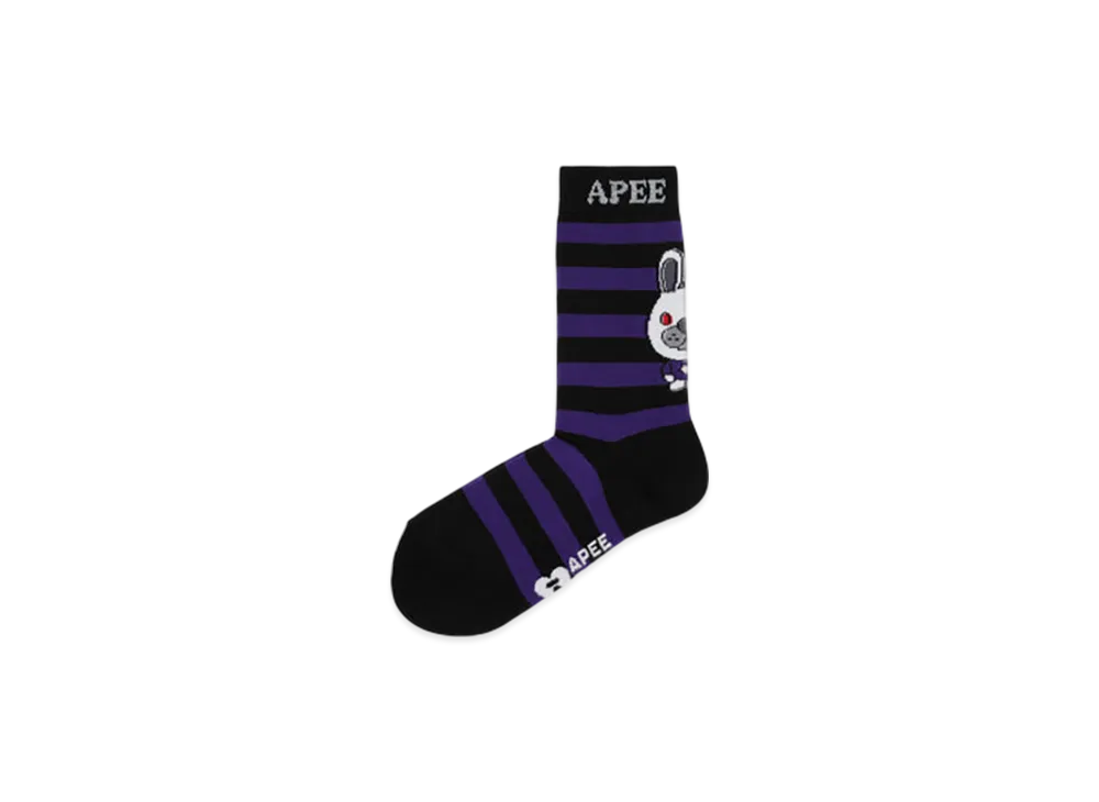 A BATHING APE APEE Baby Doppy Jacquard Stripe Socks "Purple"