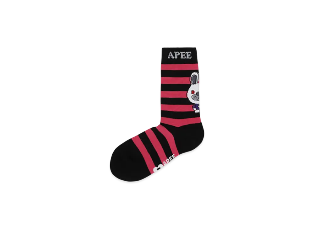 A BATHING APE APEE Baby Doppy Jacquard Stripe Socks "Pink"