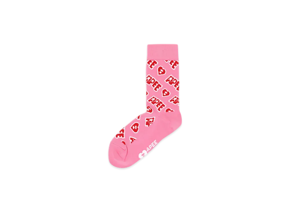 A BATHING APE APEE Jacquard Graphic Socks #1 "Pink"