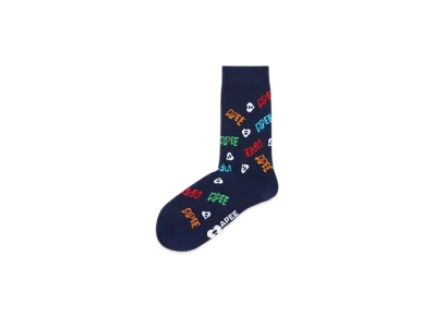 A BATHING APE APEE Jacquard Graphic Socks #2 "Navy"