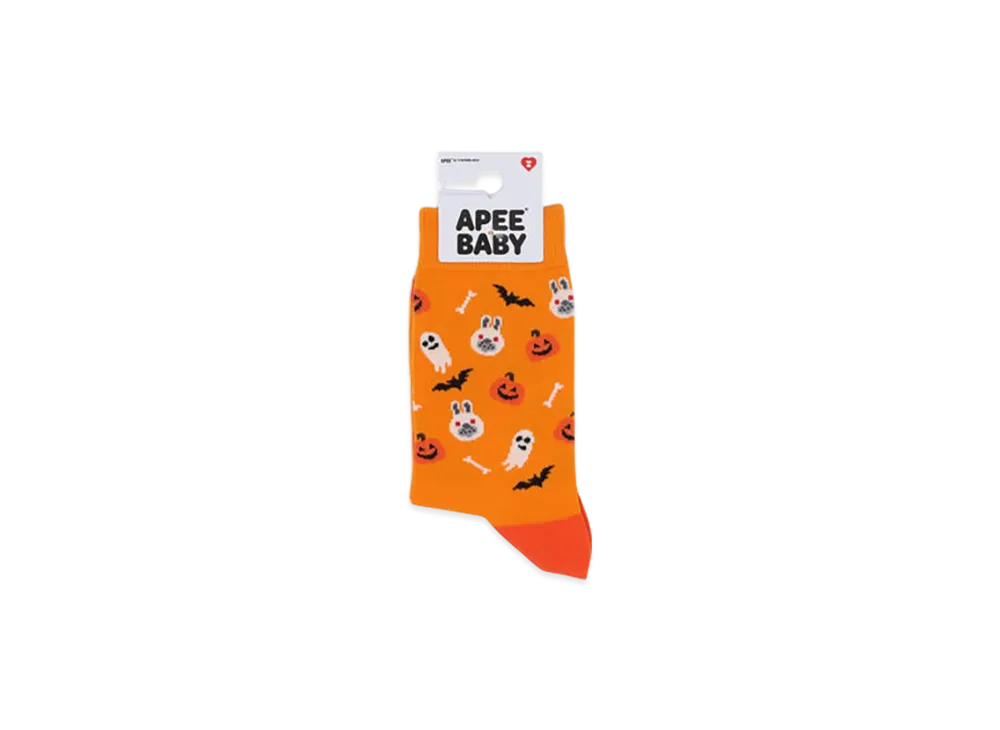 A BATHING APE APEE Baby Doppy & Baby Core Halloween Monogram Socks "Orange"