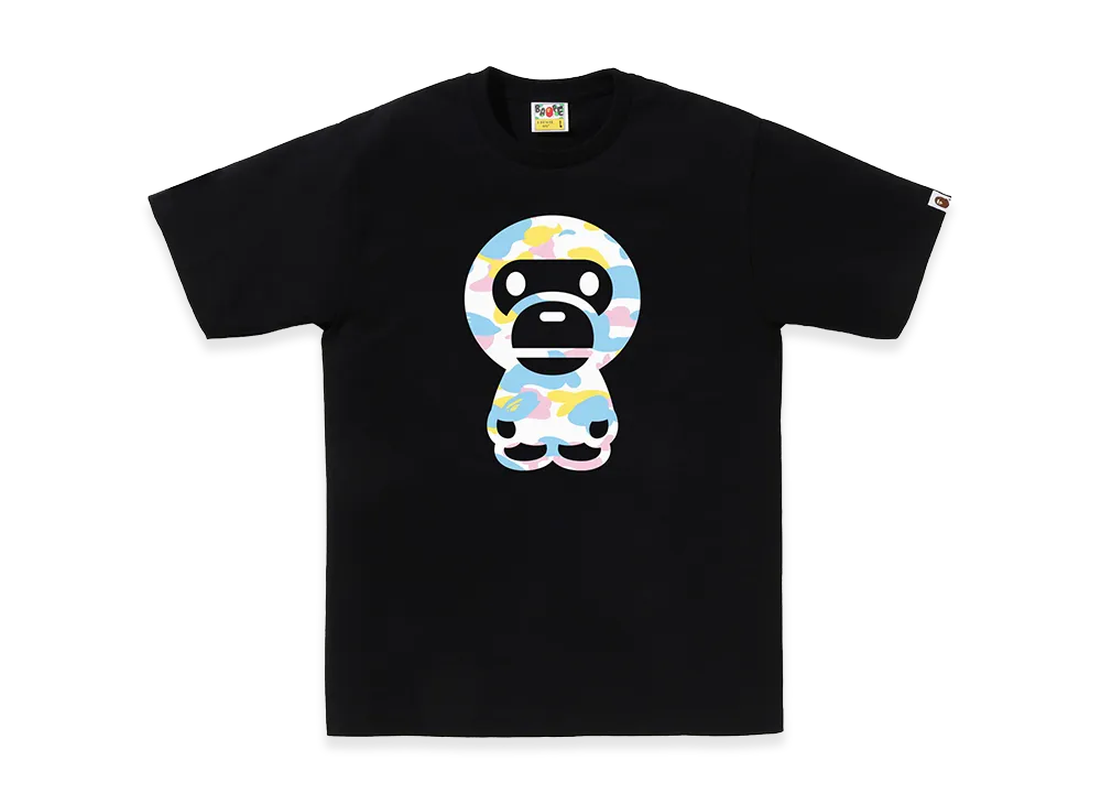 A BATHING APE New Multi Camo Big Baby Milo Tee "Black"