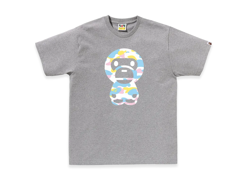 A BATHING APE New Multi Camo Big Baby Milo Tee "Gray"