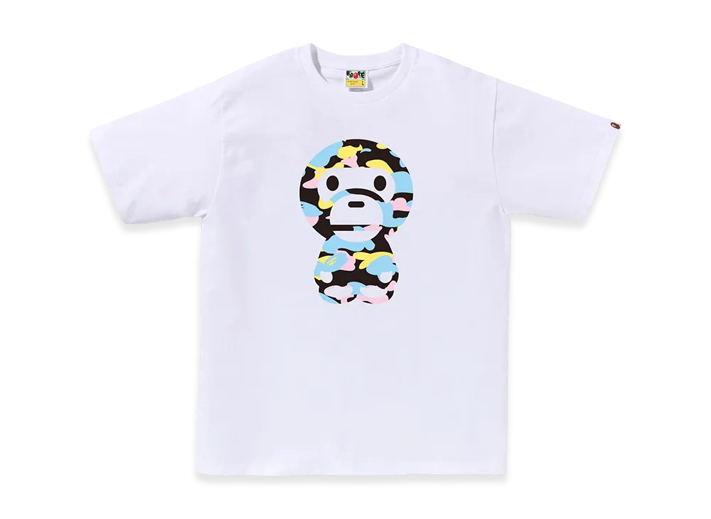 A BATHING APE New Multi Camo Big Baby Milo Tee "White"