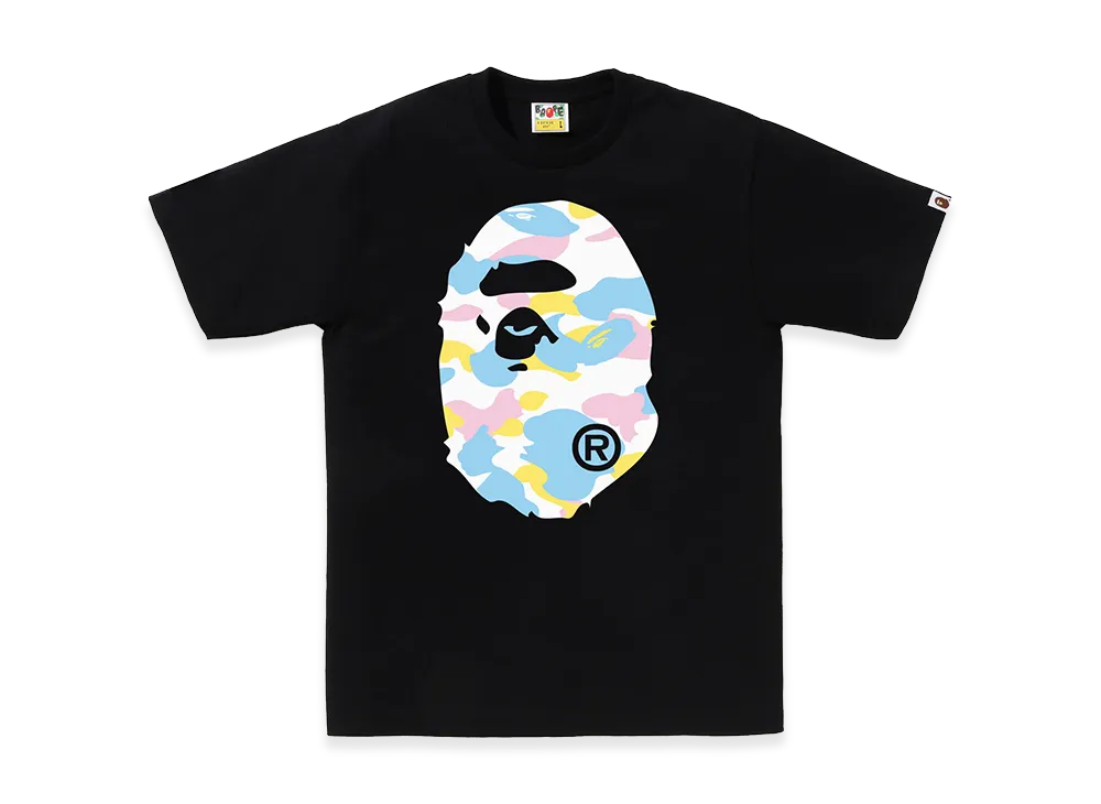 A BATHING APE New Multi Camo Big Ape Head Tee "Black"
