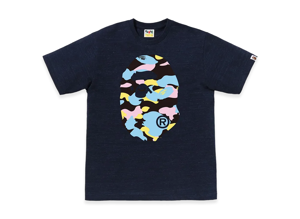 A BATHING APE New Multi Camo Big Ape Head Tee "Navy"