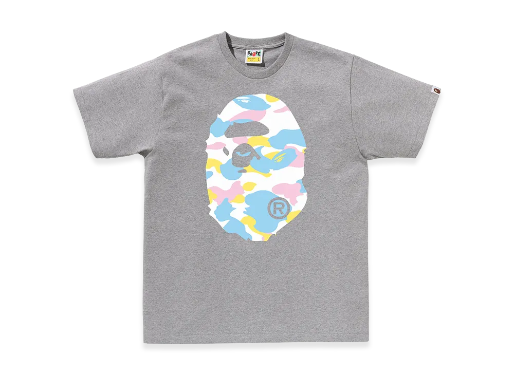 A BATHING APE New Multi Camo Big Ape Head Tee "Gray"