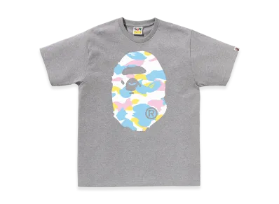 A BATHING APE New Multi Camo Big Ape Head Tee "Gray"