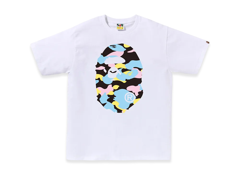 A BATHING APE New Multi Camo Big Ape Head Tee "White"