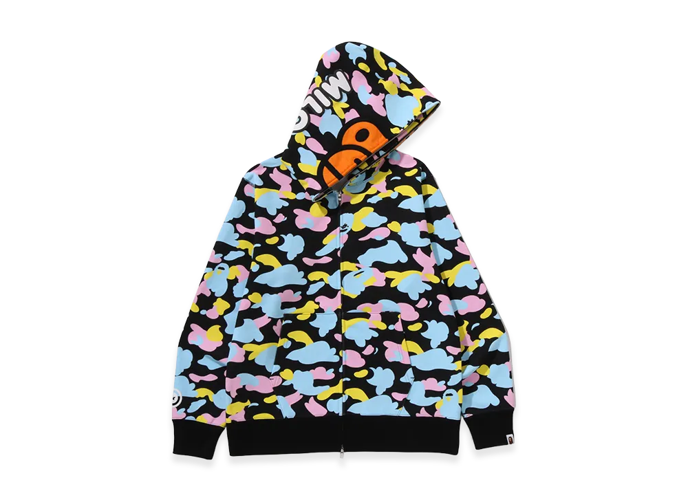 A BATHING APE New Multi Camo Baby Milo Regular Fit Full Zip Hoodie "Black"