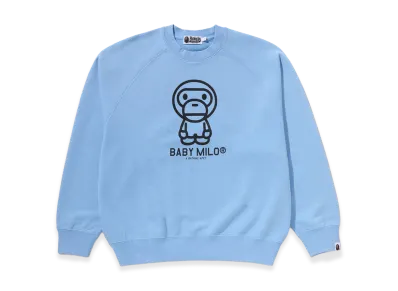 A BATHING APE Heavy Wash Baby Milo Relaxed Fit Crewneck Sweatshirt "Sax"