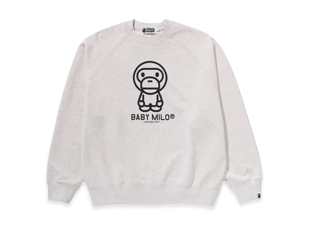 A BATHING APE Heavy Wash Baby Milo Relaxed Fit Crewneck Sweatshirt "Gray"