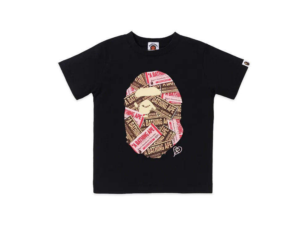 A BATHING APE Kids Chocolate Ape Head Tee "Black"