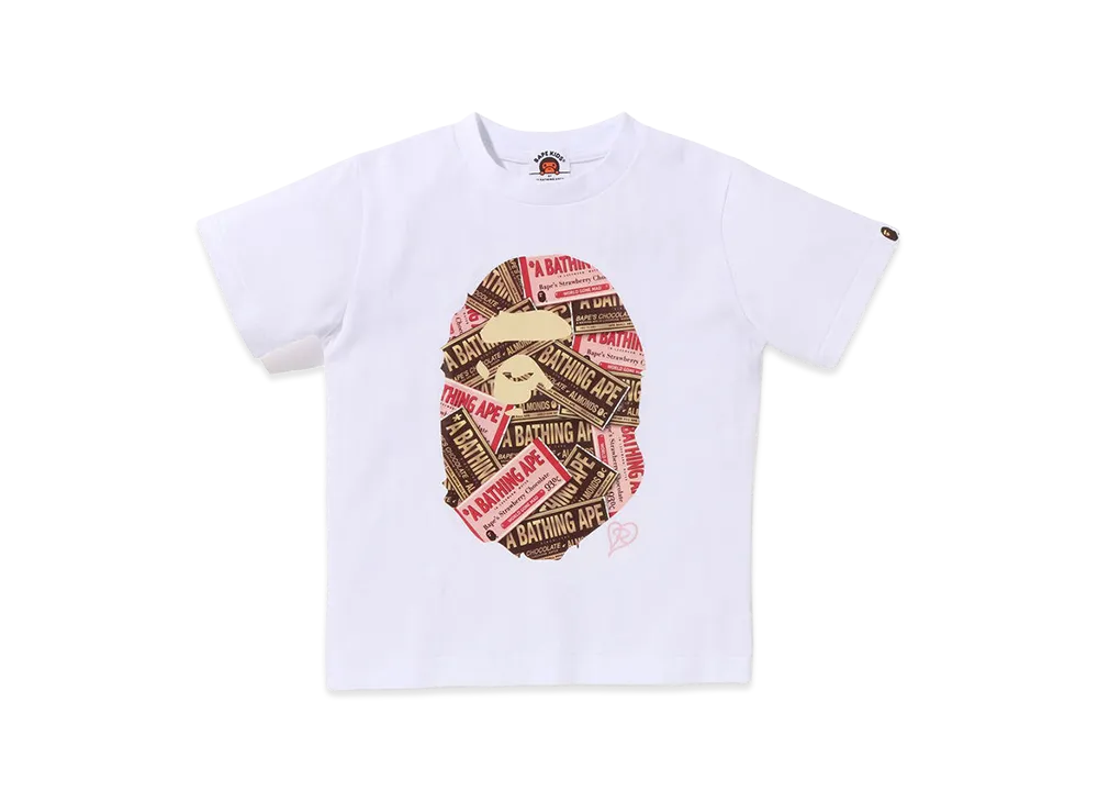 A BATHING APE Kids Chocolate Ape Head Tee "White"